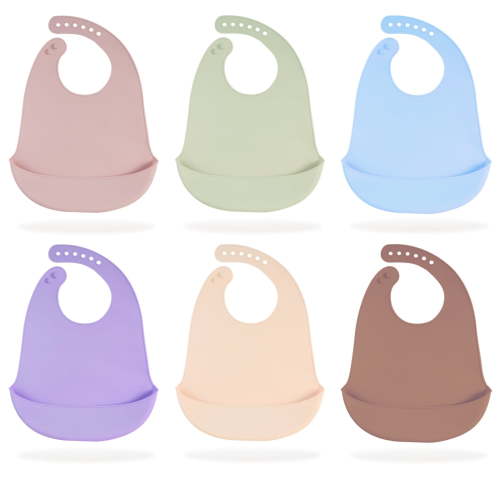 6Pcs Cute, BPA-Free Silicone Baby Bibs- Waterproof, Soft, Fits 10-72 Month Unisex Babies & Toddlers