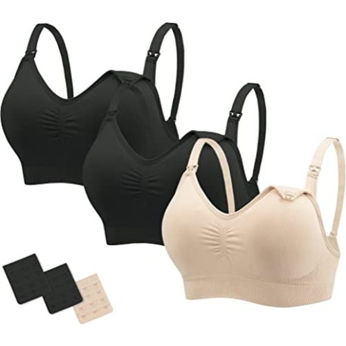 Stelle Nursing Bras Maternity Bra for Breastfeeding Pregnancy Wireless Bralette with Pads, Extenders & Clips