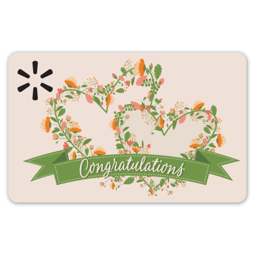 Flower Hearts & Congrats Banner Walmart Gift Card