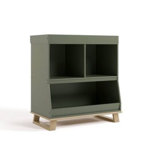 Storkcraft Modern Convertible Changing Table and Bookcase - Olive/Driftwood