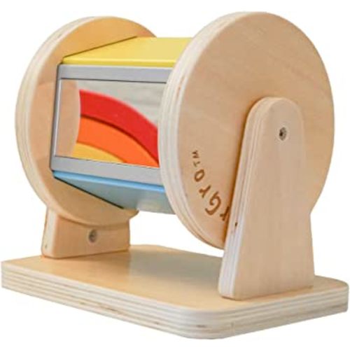 Montessori Wooden Rainbow Spinning Toy Drum | Montessori Baby Toy 3 Months - 2 Years Old + | Educational Toys for Early Development | Baby Montessori Toys