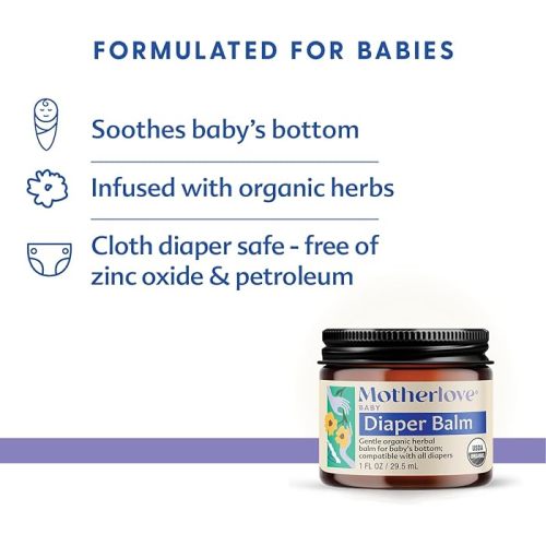 Amazon.com: Motherlove Diaper Balm (2 oz) Organic Herbal Diaper Rash Cream—Cloth diaper Safe, Zinc Oxide- & Petroleum-Free : Baby