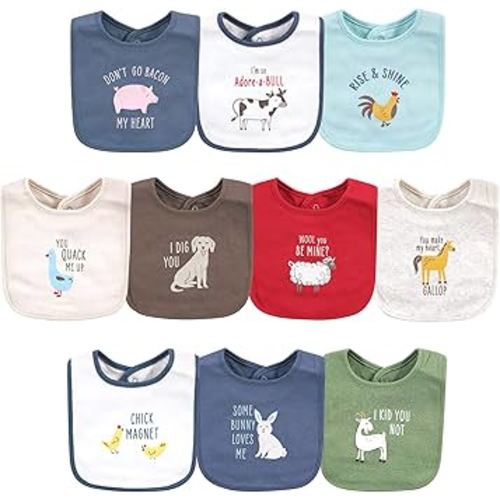 Hudson Baby Unisex Baby Cotton Bibs, Bacon My Heart, One Size