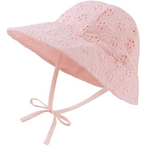 Baby Girl Sun Hats Cotton Toddler Summer Cap Girls Wide Brim Bucket Hat Infant Flower Hats Beach Sun Protection