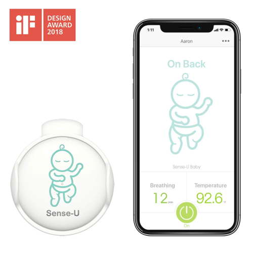 Sense-U Smart Baby Abdominal Movement Monitor - Tracks Baby's Abdominal Movement, Temperature, Rollover and Sleeping Position for Baby Safety with Instant Audio Alerts on Smartphones (Green)
