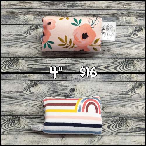 4" Pink Floral & Rainbow Stripes