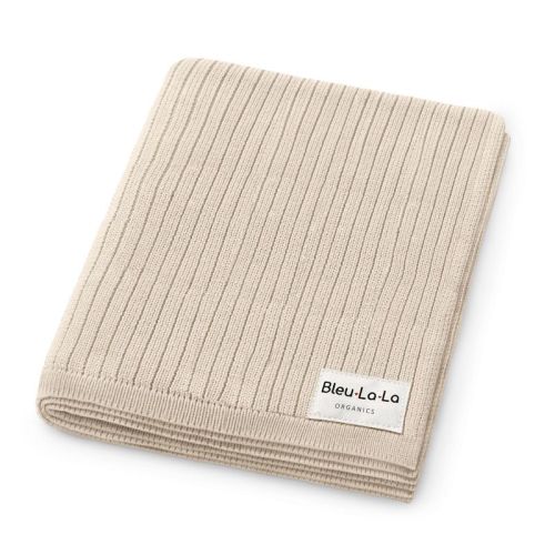 Bleu La La 100% Luxury Organic Cotton Ribbed Baby Swaddle Blanket for Newborn and Infant Boys and Girls - Oatmeal