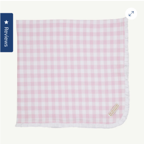 Baby Buggy Blanket - Palm Beach Pink Gingham with Worth Avenue White