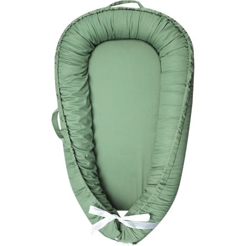 Hooyax Baby Lounger Cover Only, 100% Cotton Newborn Nest Cover, Soft Portable Baby Nest Replacement Cover for Boys Girls, Breathable Infant Lounger Covers, Baby Essential (Green)