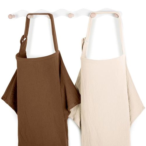 Yoofoss 2 Pack Muslin Nursing Cover for Breastfeeding, 100% Cotton Breastfeeding Cover with Arch Neckline, Soft Breathable Privacy Nursing Covers for Women, Multi-use Breastfeeding Essentials