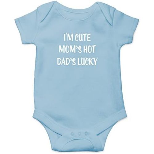 Crazy Bros Tees I'm Cute, Mom's Hot, Dad's Lucky Baby Bodysuit Adorable Unisex Romper Boy Newborn Clothes