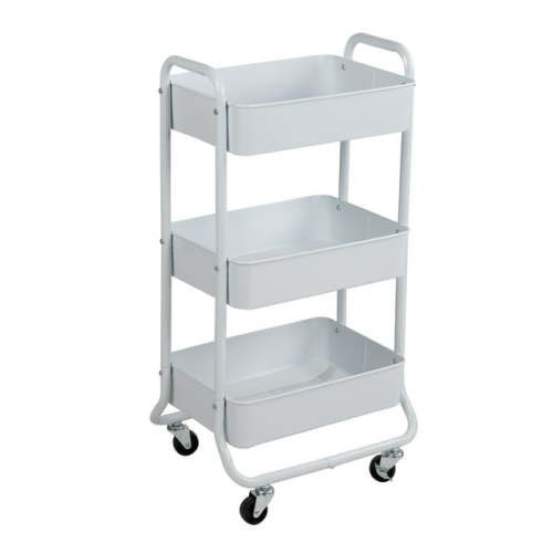 Mainstays 3 Tier Metal Utility Cart, Arctic White, Laundry Baskets, Easy Rolling, Adult and Child