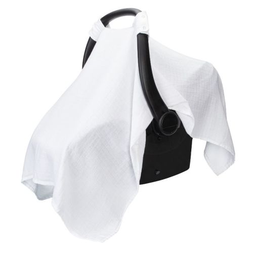 Muslin Cotton Baby Car Seat Cover, Universal Fit Carseat Canopy Covers for babies, Girls and Boys By Comfy Cubs, Color: White