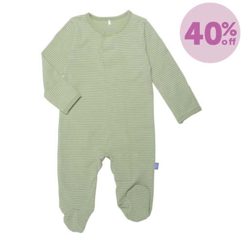 green tea skinny stripe CloudStretch™ magnetic footie – Magnetic Me