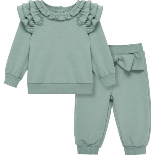 Baby Ruffle Long Sleeve Top & Joggers Set, 12M, Light Green