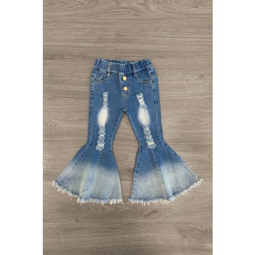 Distressed Ombre Bell Bottom Jeans