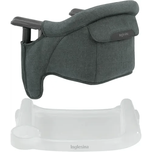 Inglesina Fast Table Chair (Charcoal Gray Melange) + Fast Dining Tray Plus - High Chair for Babies & Toddlers 6-36 Months - Fits Tables 0.8'' to 3.5'' Thick - Portable Design - includes Carry Bag