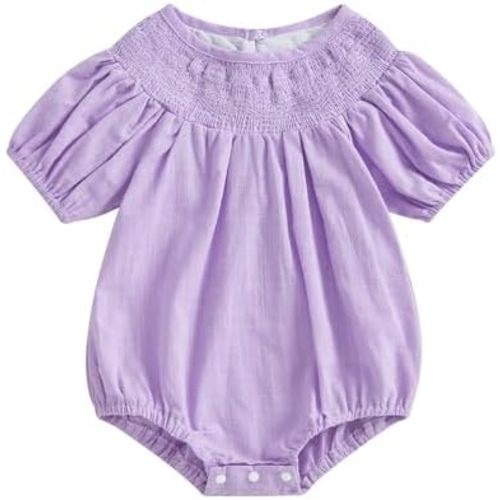 Baby Girl Smocked Bubble Romper Summer Embroidery Puff Sleeve Bodysuit Cotton Infant Clothes