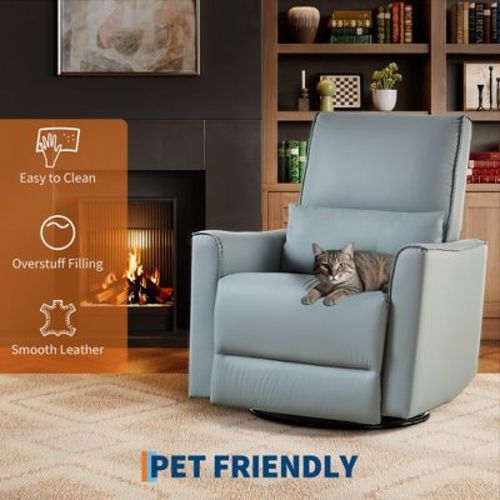 360° Swivel Rocker Glider Recliner Chair, PU Leather Upholstered with Padded Armrest and Deep Seat, Reclining Sofa for Living Room, Bedroom, Nursery