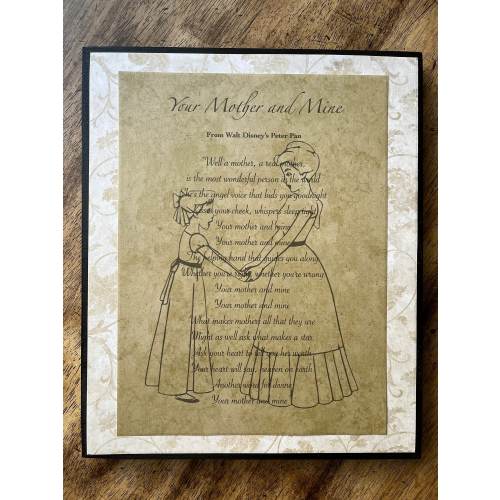 Peter Pan "Your Mother and Mine" Windy & Michael Darling Disney Mothers Day Home Decor Sign