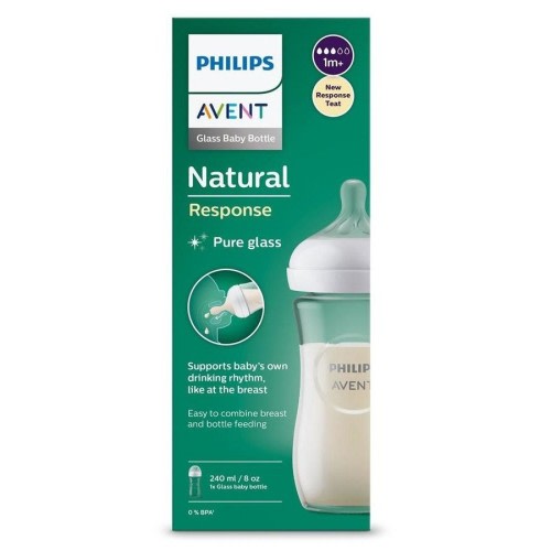 Avent Natural Response Baby Glass Bottle 0 Months+ 240ml - 1 Pack