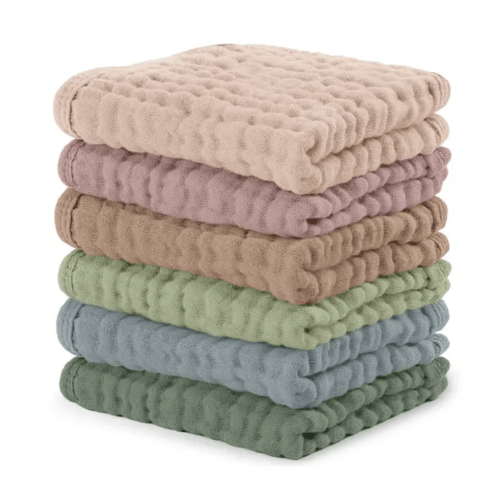 Muslin Wash Cloths (6 Pack) in Multicolour