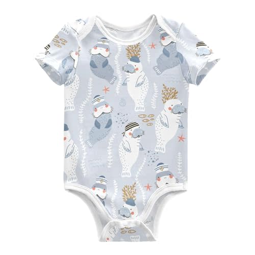 Ollabaky Unisex Baby Bodysuits Short Sleeve Cotton Baby Clothes for Girls 0-24 Months