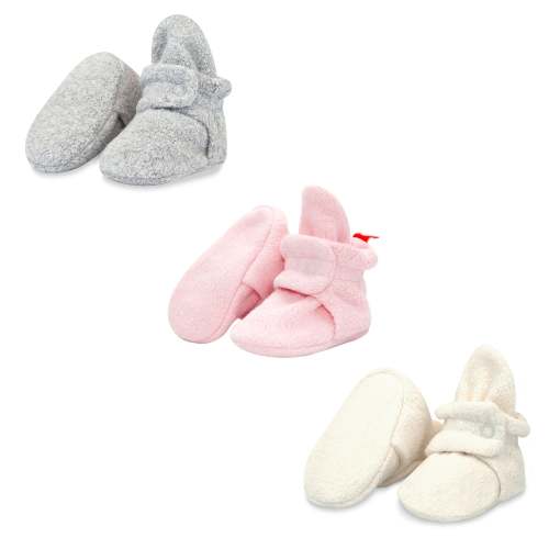 Cozie Fleece Baby Bootie 3 Pack - Heather Gray/Baby Pink/Cream