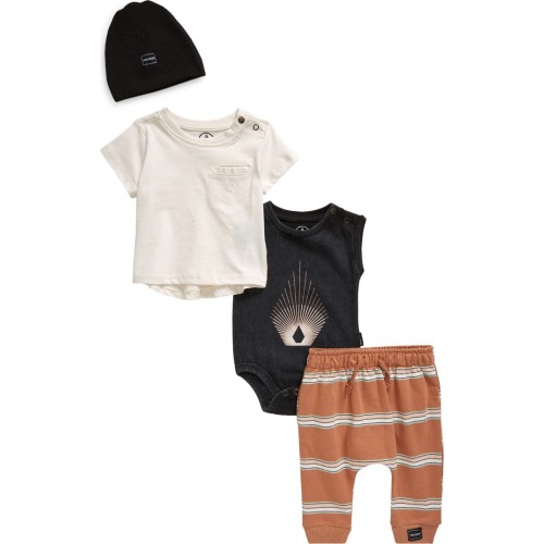 Baby Bodysuit, T-Shirt, Joggers & Beanie Set, 3-6M, Bone