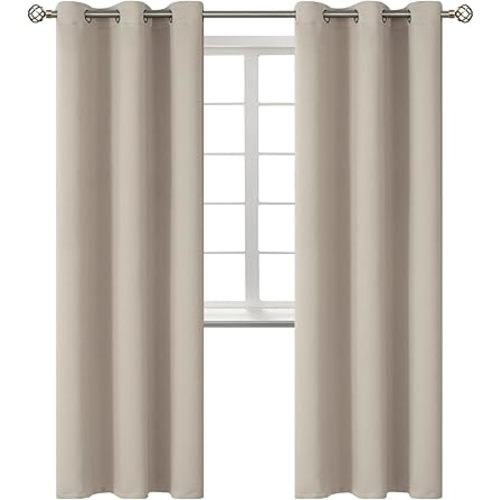 BGment Room Darkening Curtains 84 Inches Long - Grommet Thermal Insulated Drapes Window Treatment Curtains for Bedroom, 2 Panels, 38 x 84 Inch, Camel