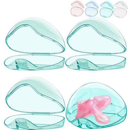 Smlpuame Pacifier Case,4 Pack BPA Free Pacifier Holder Case,Transparent Container Box for Baby Binky(Not Included),Essential Pacifier Accessories,Alway Keep Paci Clean,Easy to Clean(Green)