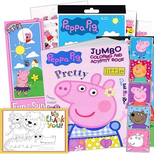 Coloring and Activity Set - Bundle Includes Peppa Pig Coloring Book, Peppa Pig Stickers, and 2-Sided Door Hanger (Peppa Coloring Book & Stickers)