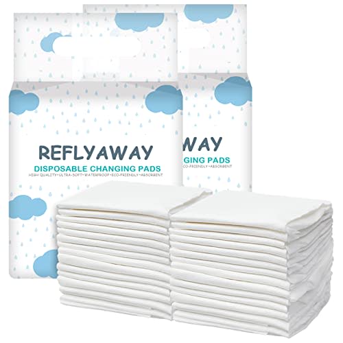 REFLYAWAY Baby Disposable Changing Pads - Soft Non-Woven Fabric (50 Pads) Underpads 13 x 18 Inches Ultra Absorbent Waterproof Protective Pee Pads for Babies, Adults, Elderly(Small White)