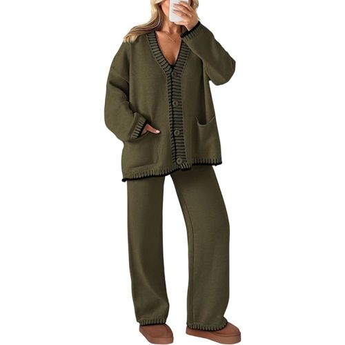 PRETTYGARDEN Lounge Sets for Women Fall 2026 Loungewear 2 Piece Outfits Cardigan Sweaters Track Suit Matching Winter Clothing