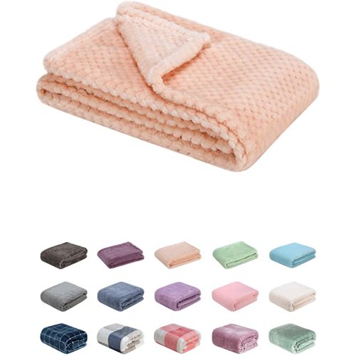 Fuzzy Blanket or Fluffy Blanket for Baby, Soft Warm Cozy Coral Fleece Toddler, Infant or Newborn Receiving Blanket for Crib, Stroller, Travel, Decorative (28Wx40L, XS-Peach)