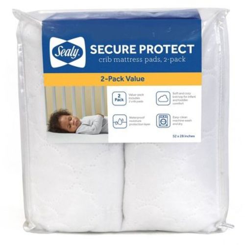Sealy Waterproof Crib Mattress Pad- 2 pack