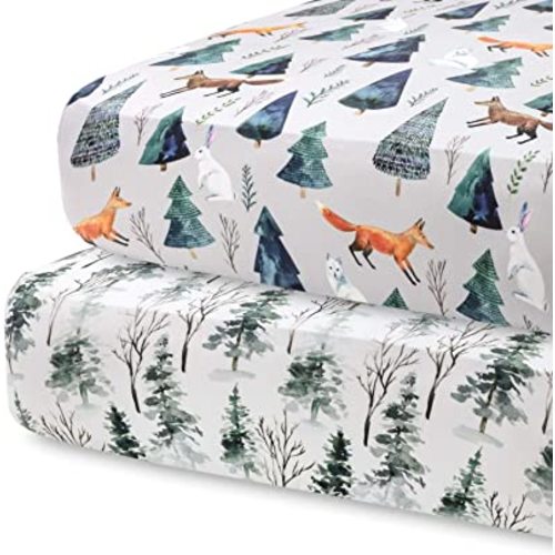 Pobi Baby - 2-Pack Fitted Crib Sheets for Boys, Girl - Baby Crib Sheets Neutral - Crib Mattress Sheet - Ultra-Soft Cotton Crib Sheets, Toddler Bed Sheets, Baby Boy Crib Sheets (Magical)