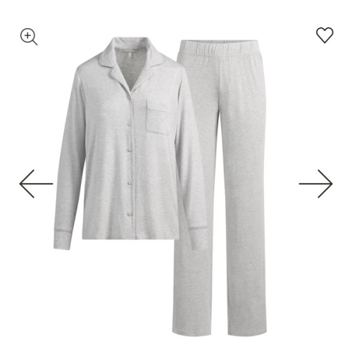 SKIMS SLEEP LONG SLEEVE BUTTON UP SET | LIGHT HEATHER GREY