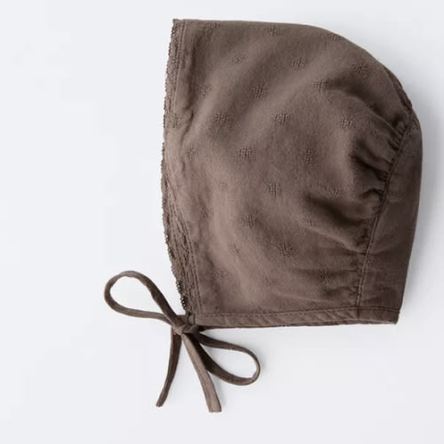 EMBROIDERED LACE BONNET - Brown | ZARA United States