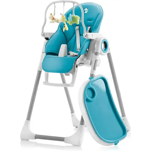 Sweety Fox Baby High Chair Adjustable to 7 Different Heights - Blue Highchair - Silla para Comer de Bebe - Foldable High Chairs for Babies and Toddlers