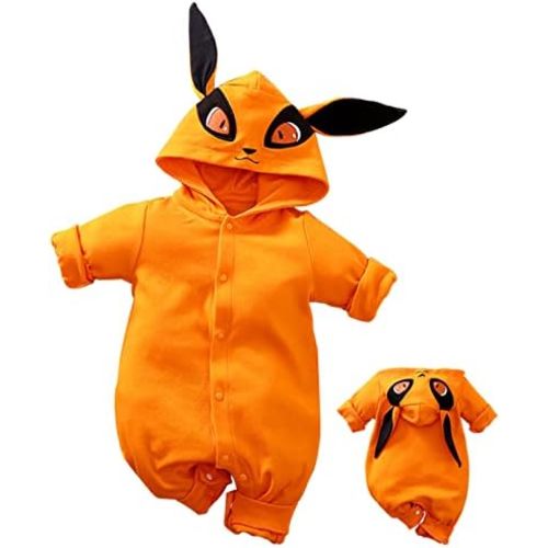 Cute baby Cotton Romper with Adorable Orange Hooded for Babies Romper