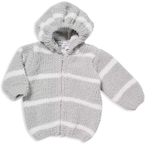 Angel Dear Baby-Boys Grey with White Stripes Chenille Hooded Jacket