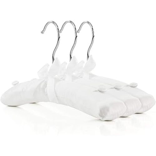 HANGERWORLD Pack of 3 Small Kids Satin Padded Hangers - 11.8inch Soft White Infant, Toddler and Baby Hangers for Nursery Closet