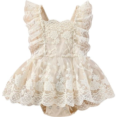 Engofs Baby Girl Boho 1st Birthday Romper Lace Floral Photoshoot Cake Smash Outfit