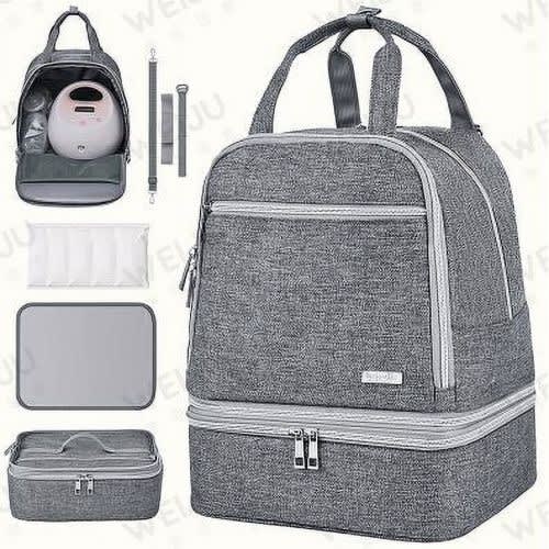 Breast Pump Bag, Spectra Pump Backpack, Pumping Bag for Working Mom, Compatible with Spectra S1, S2, Grey