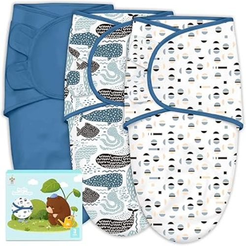 Cute Castle 3-Pack Baby Swaddle Sleep Sacks - Newborn Swaddle Sack - Ergonomic Baby Swaddles Blanket Warp for Boys and Girls - Baby Essentials (0-6 Months - Blue)