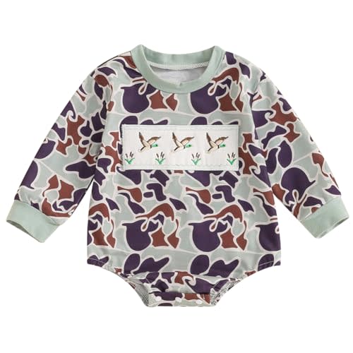 Pudcoco Duck Hunting Baby Clothes Infant Baby Boys Girls Camoflage Embroidered Mallard Duck Sweatshirt Romper