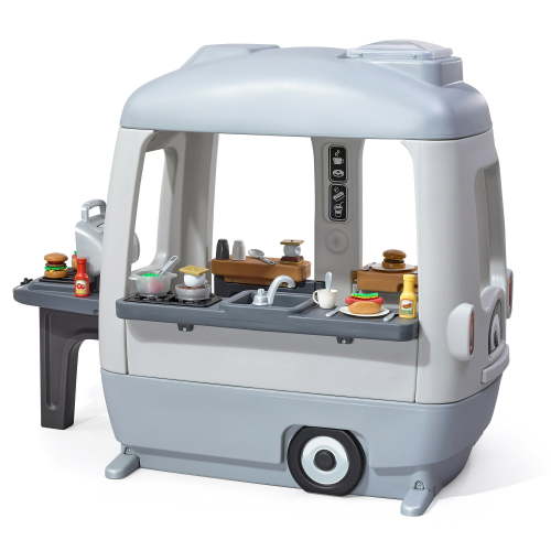 Step2 Adventure Camper, Toddler Outdoor Playhouse includes 50pc Accessory Set, Gray