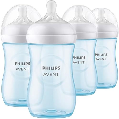 Philips Avent Natural Baby Bottle with Natural Response Nipple, Blue, 9oz, 4pk, SCY903/24