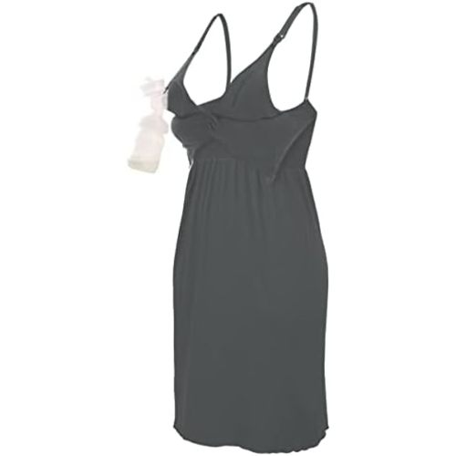 iloveSIA Maternity Nursing Dress with Built-in Pumping Bra–Soft & Comfortable Nursing Nightgown for Breastfeeding, Postpartum